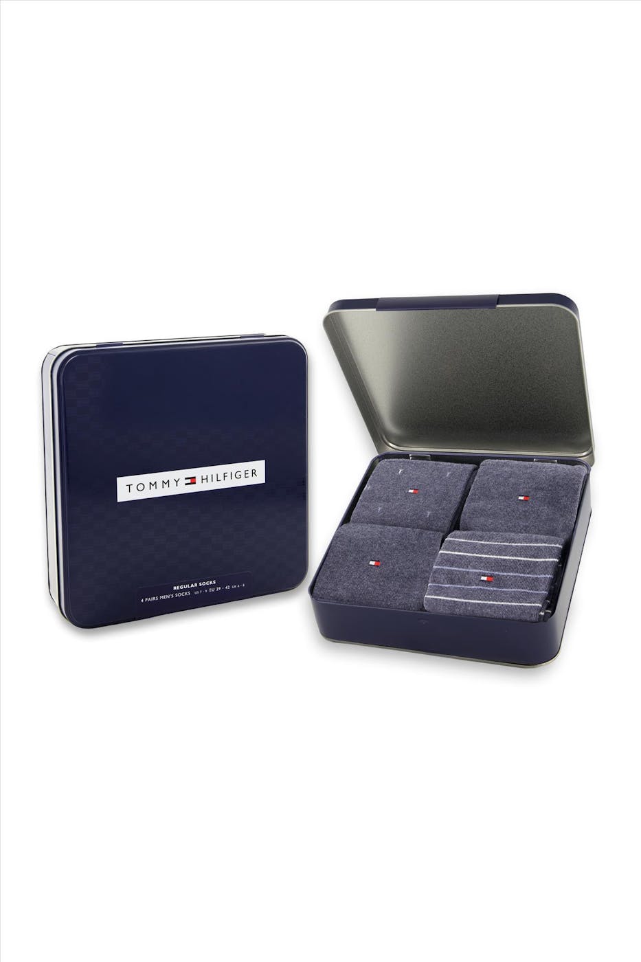 Hilfiger socks - Donkerblauwe 4-pack Regular giftbox sokken