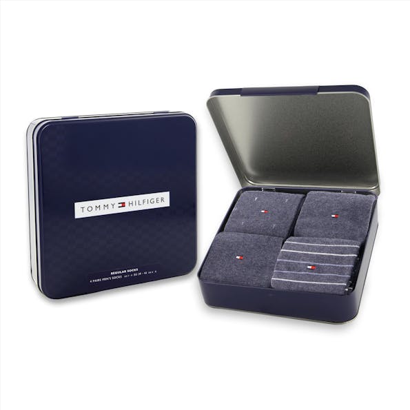 Hilfiger socks - Donkerblauwe 4-pack Regular giftbox sokken