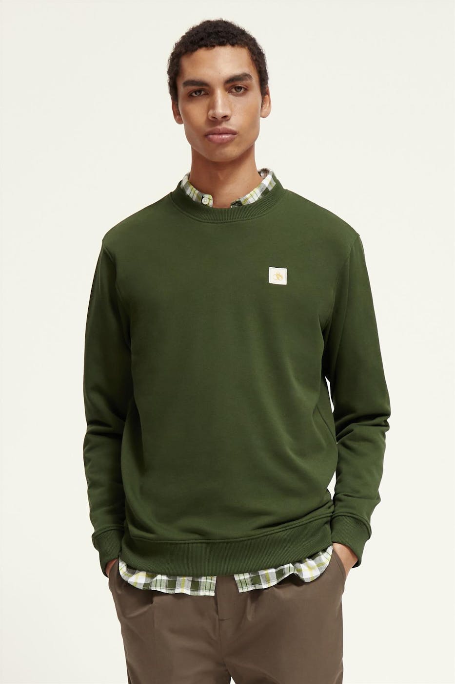 Scotch & Soda - Kaki Logo Patch sweater