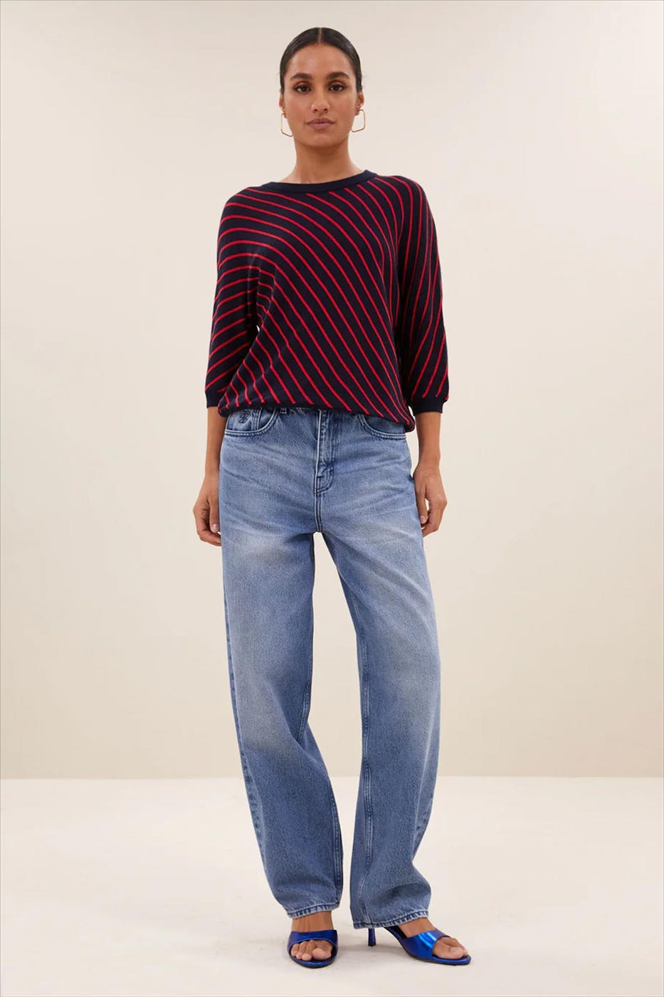 BY BAR - Donkerblauwe Pippa Stripe trui
