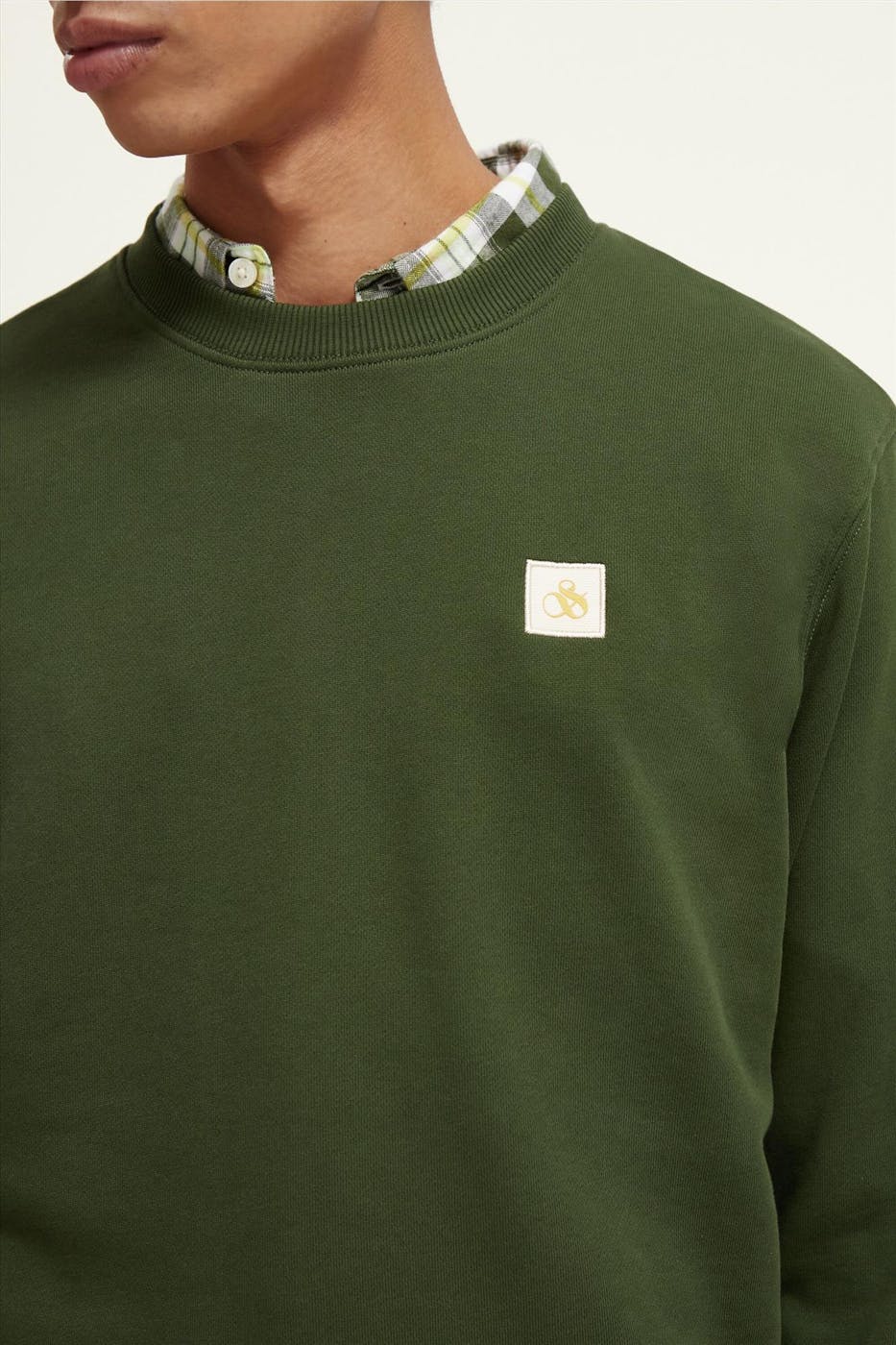 Scotch & Soda - Kaki Logo Patch sweater