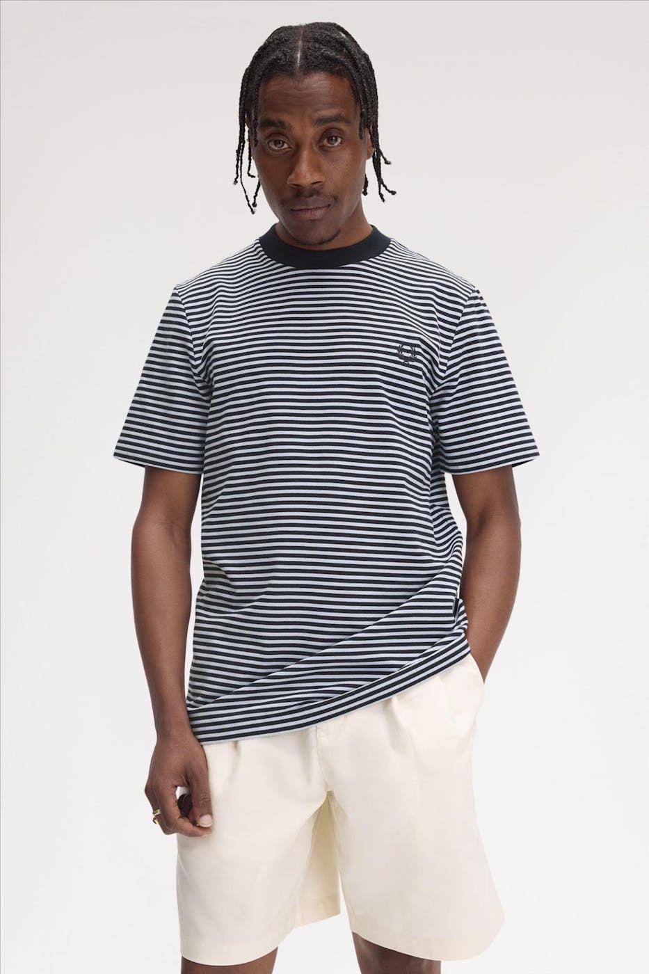 Fred Perry - Blauwe Fine Stripe T-shirt