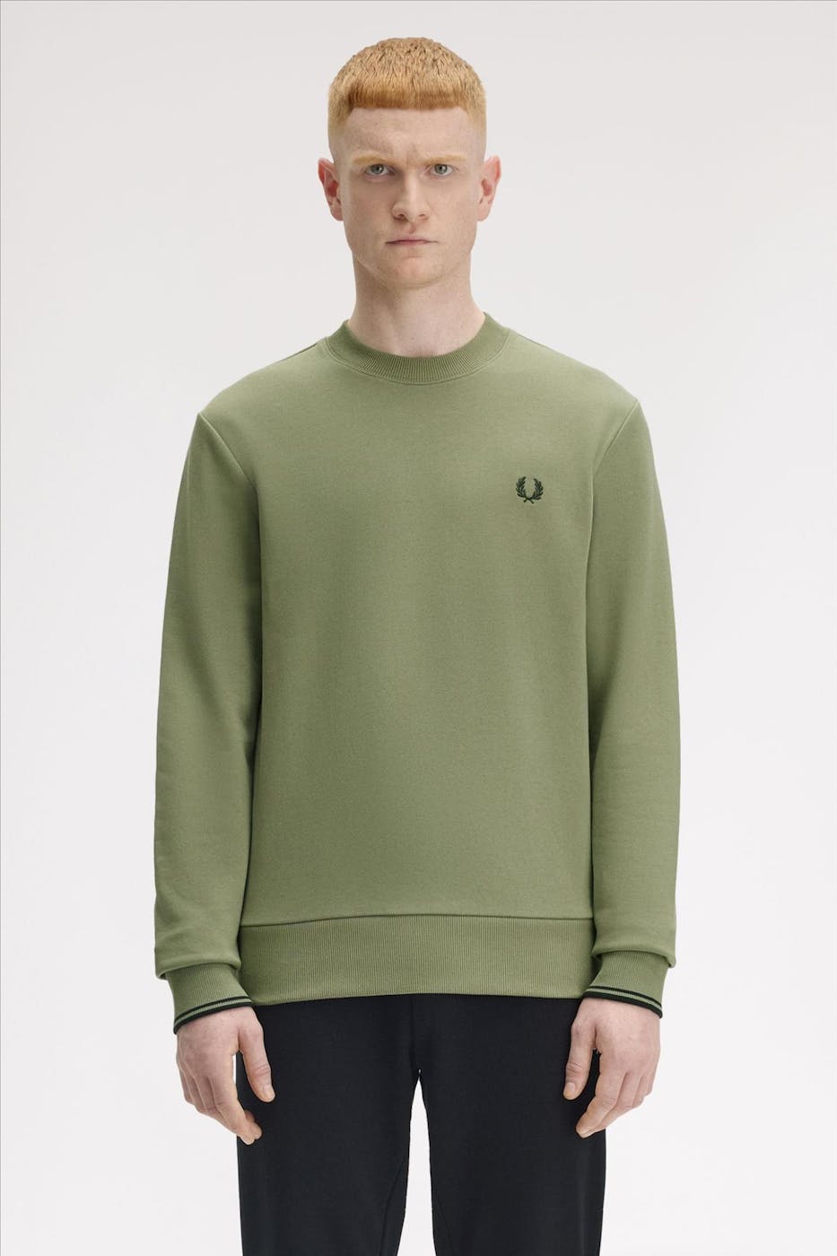 Fred Perry - Olijfgroene Crew Neck sweater