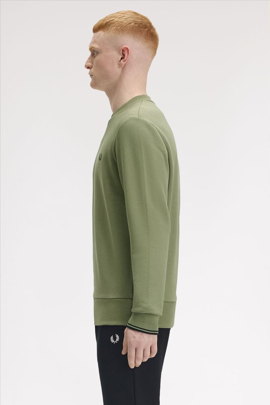 Fred Perry - Olijfgroene Crew Neck sweater