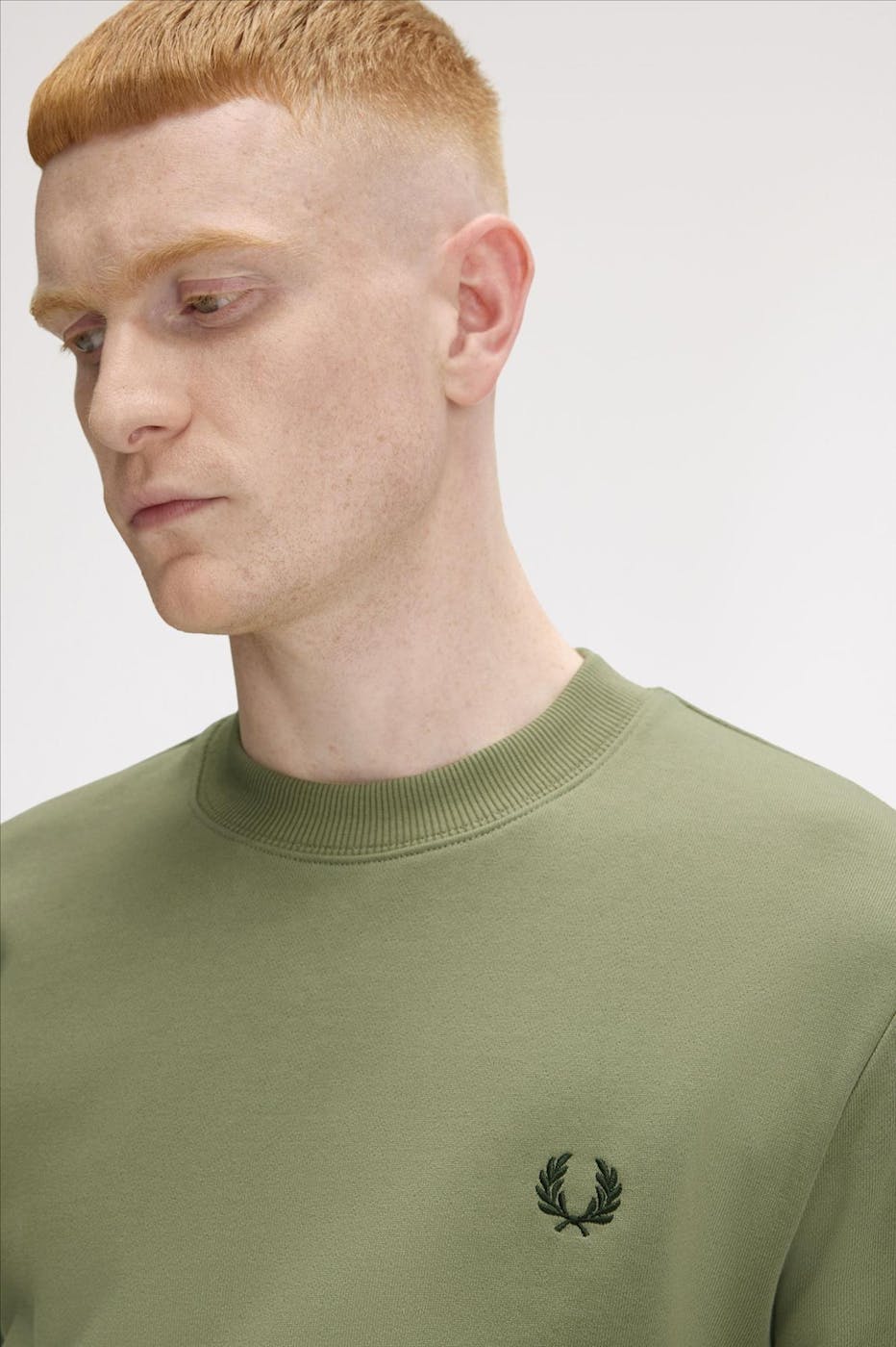Fred Perry - Olijfgroene Crew Neck sweater