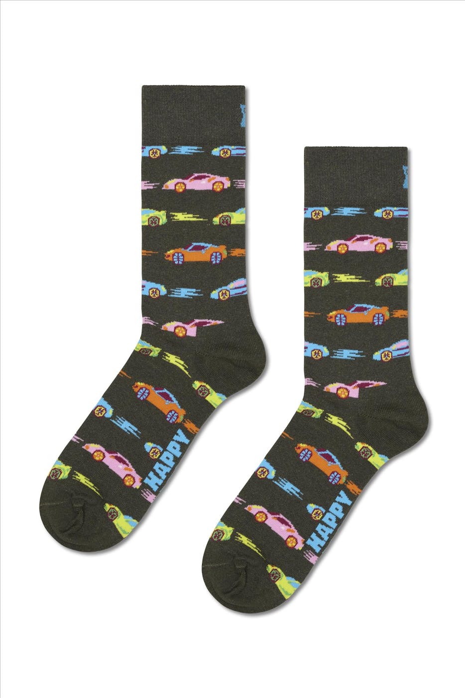 Happy Socks - Olijfgroene Car Stripe sokken, maat: 41-46