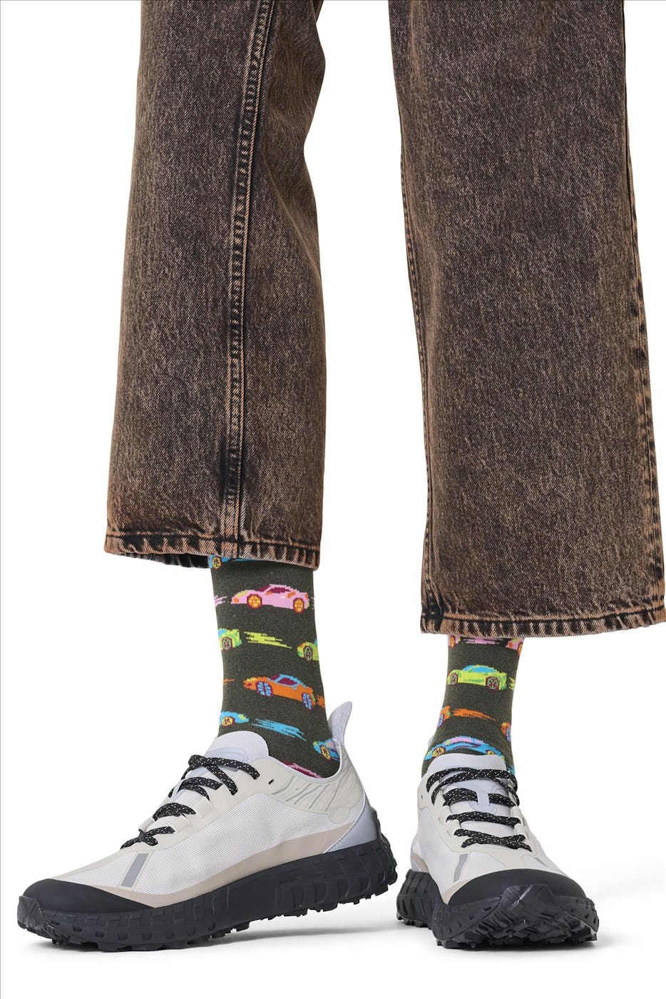 Happy Socks - Olijfgroene Car Stripe sokken, maat: 41-46