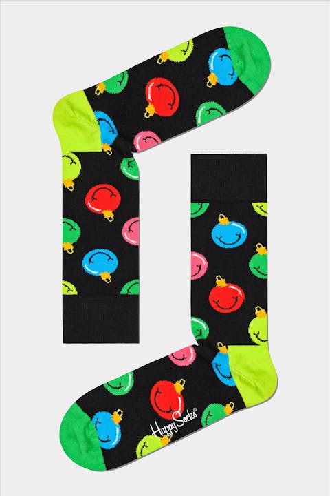 Happy Socks - Zwarte Jingle Smiley sokken, maat: 36-40