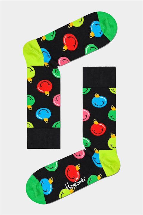 Happy Socks - Zwarte Jingle Smiley sokken, maat: 41-46