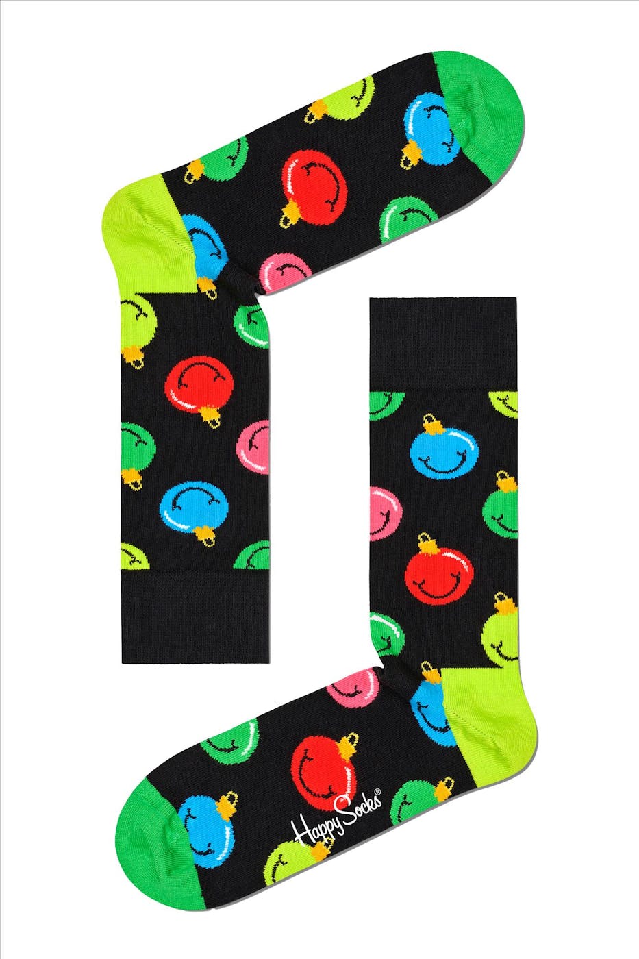 Happy Socks - Zwarte Jingle Smiley sokken, maat: 41-46