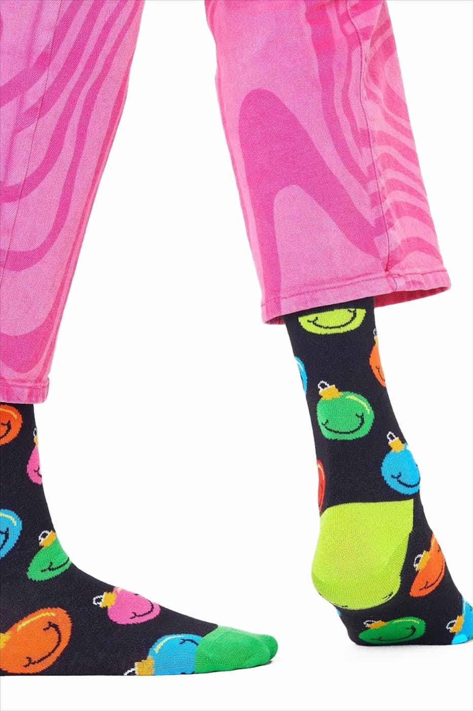 Happy Socks - Zwarte Jingle Smiley sokken, maat: 41-46