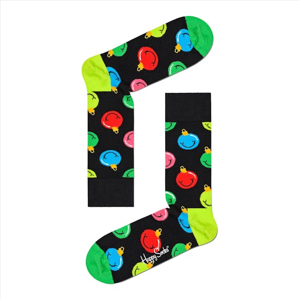 Happy Socks - Zwarte Jingle Smiley sokken, maat: 41-46