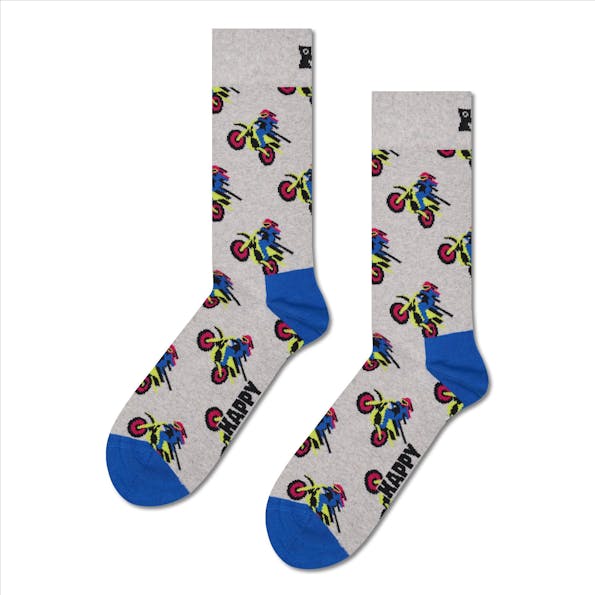Happy Socks - Grijze Motor Bike sokken, maat: 41-46