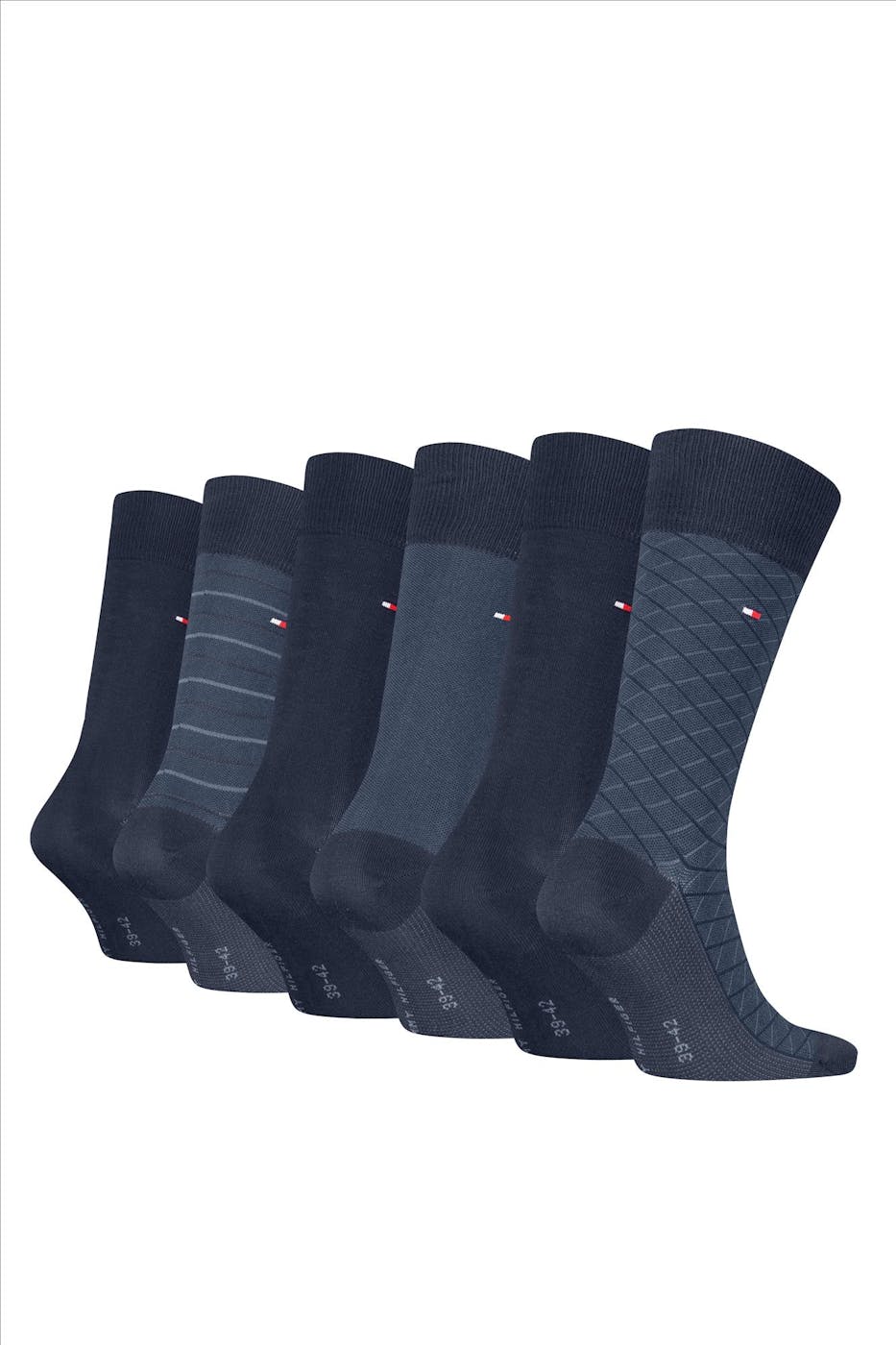 Hilfiger socks - Donkerblauwe 6-pack Regular giftbox sokken