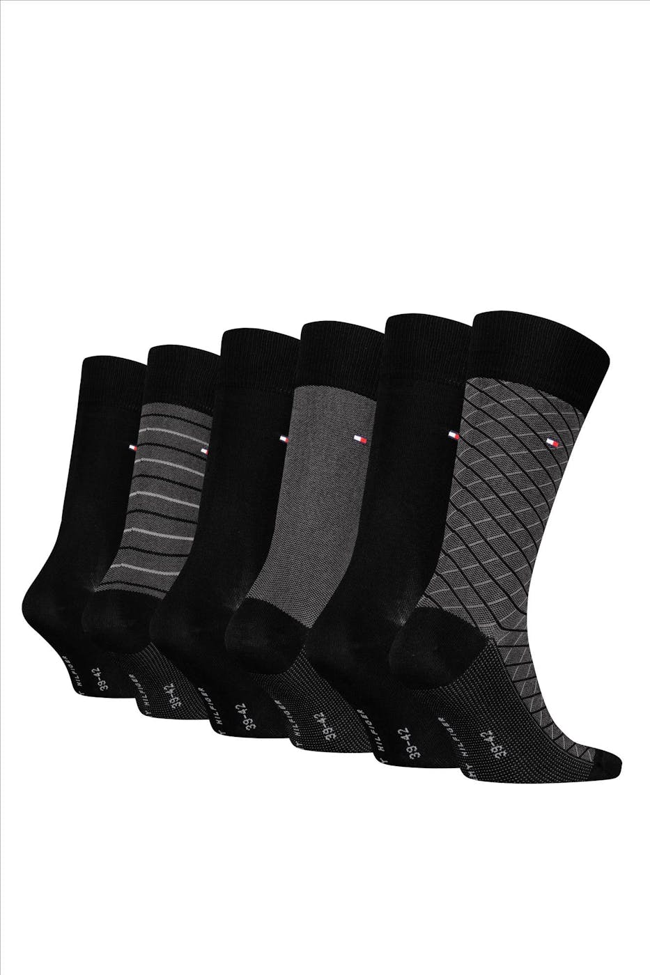 Hilfiger socks - Zwarte 6-pack Regular giftbox sokken