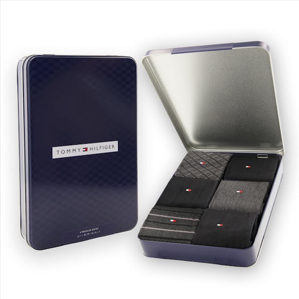 Hilfiger socks - Zwarte 6-pack Regular giftbox sokken