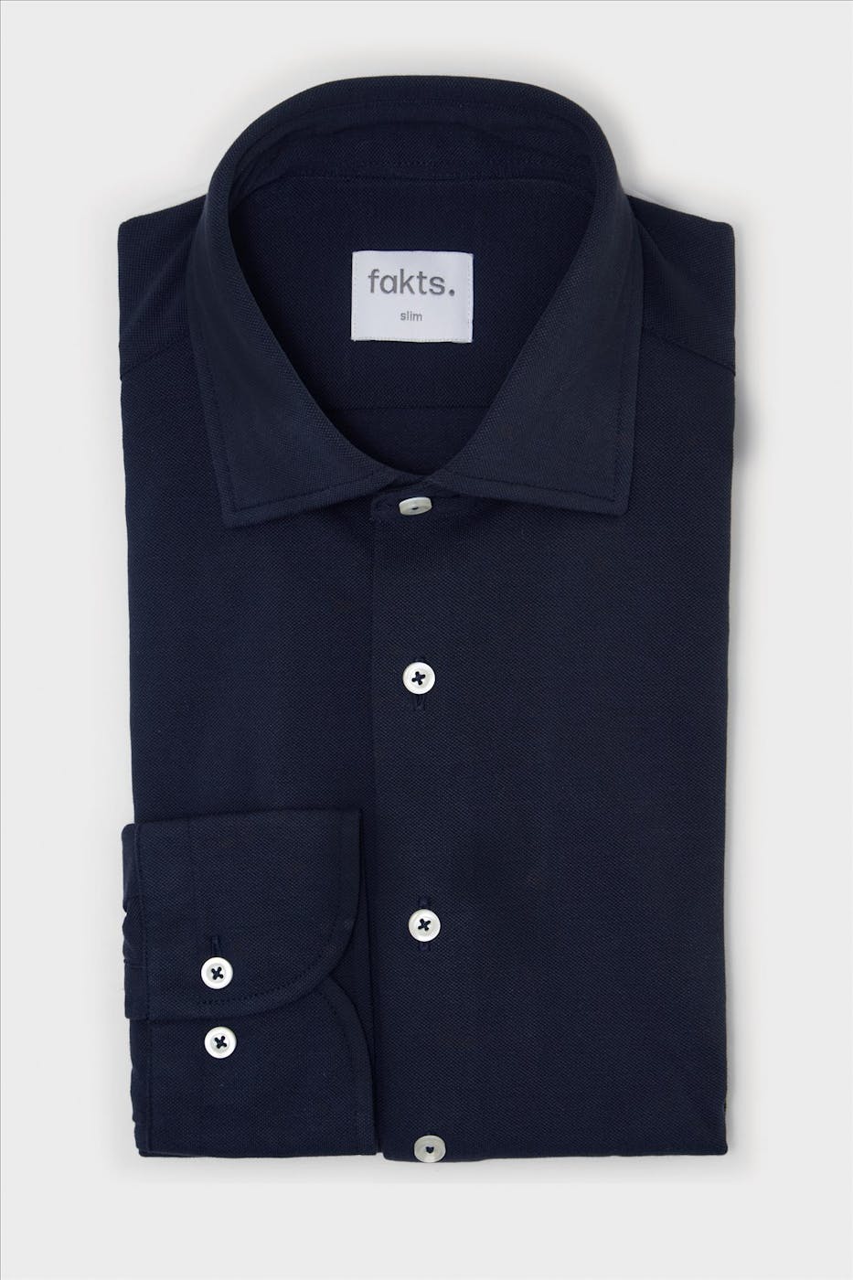 Fakts - Donkerblauw Xavi slim hemd