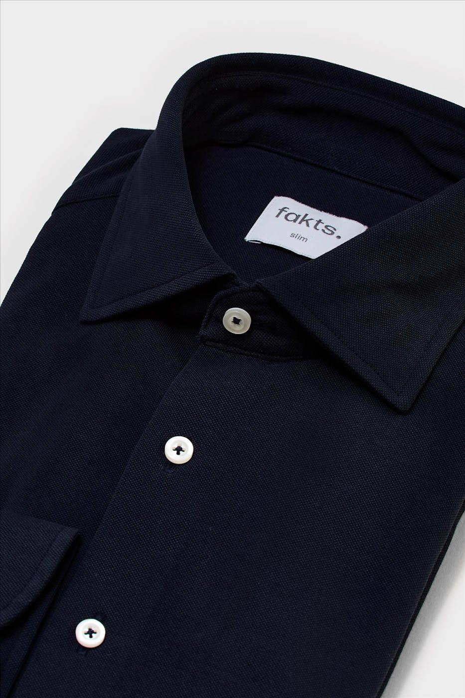 Fakts - Donkerblauw Xavi slim hemd