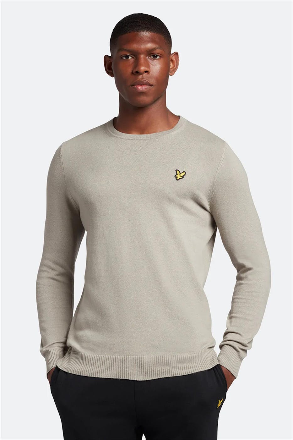 Lyle & Scott - Grijsgroene Logo Crew trui