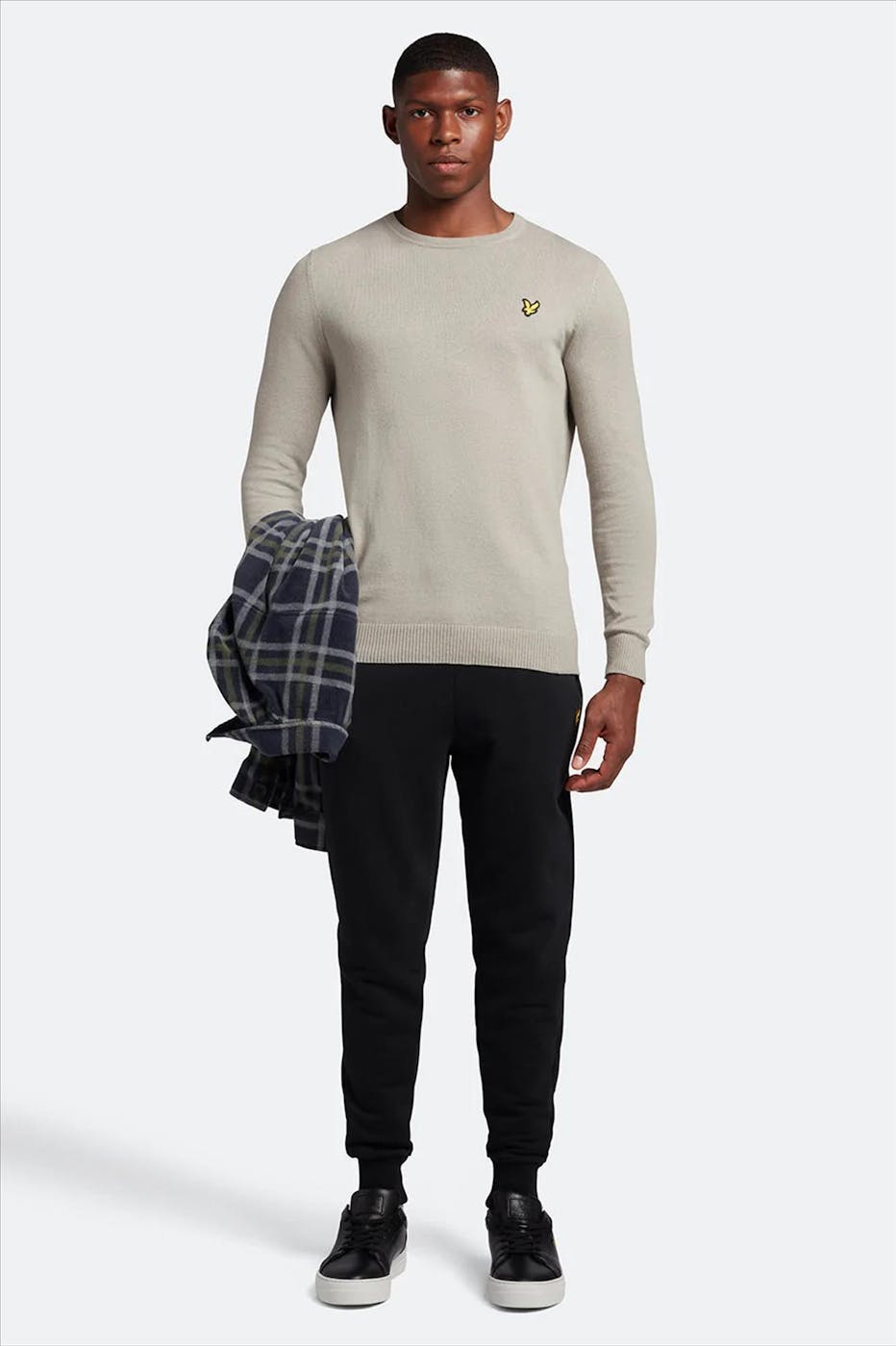 Lyle & Scott - Grijsgroene Logo Crew trui