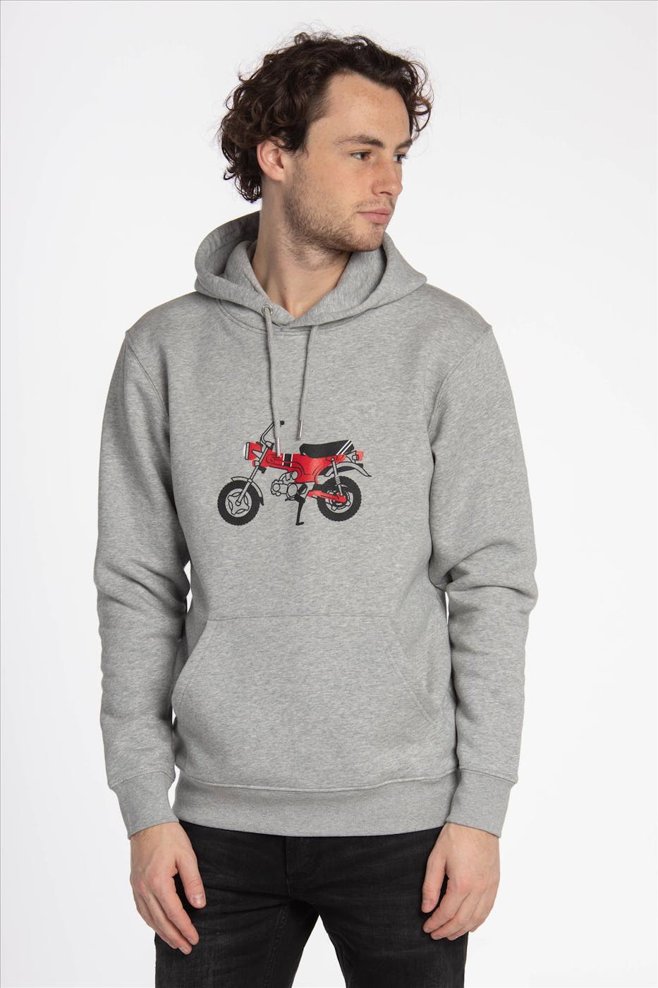 Brooklyn - Lichtgrijze 'Piston Club-Honda Dax' sweater met kap
