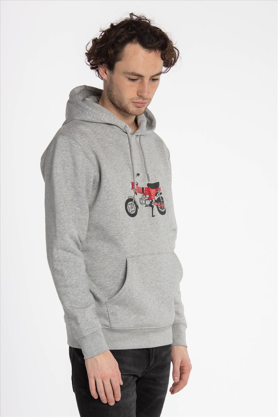 Brooklyn - Lichtgrijze 'Piston Club-Honda Dax' sweater met kap