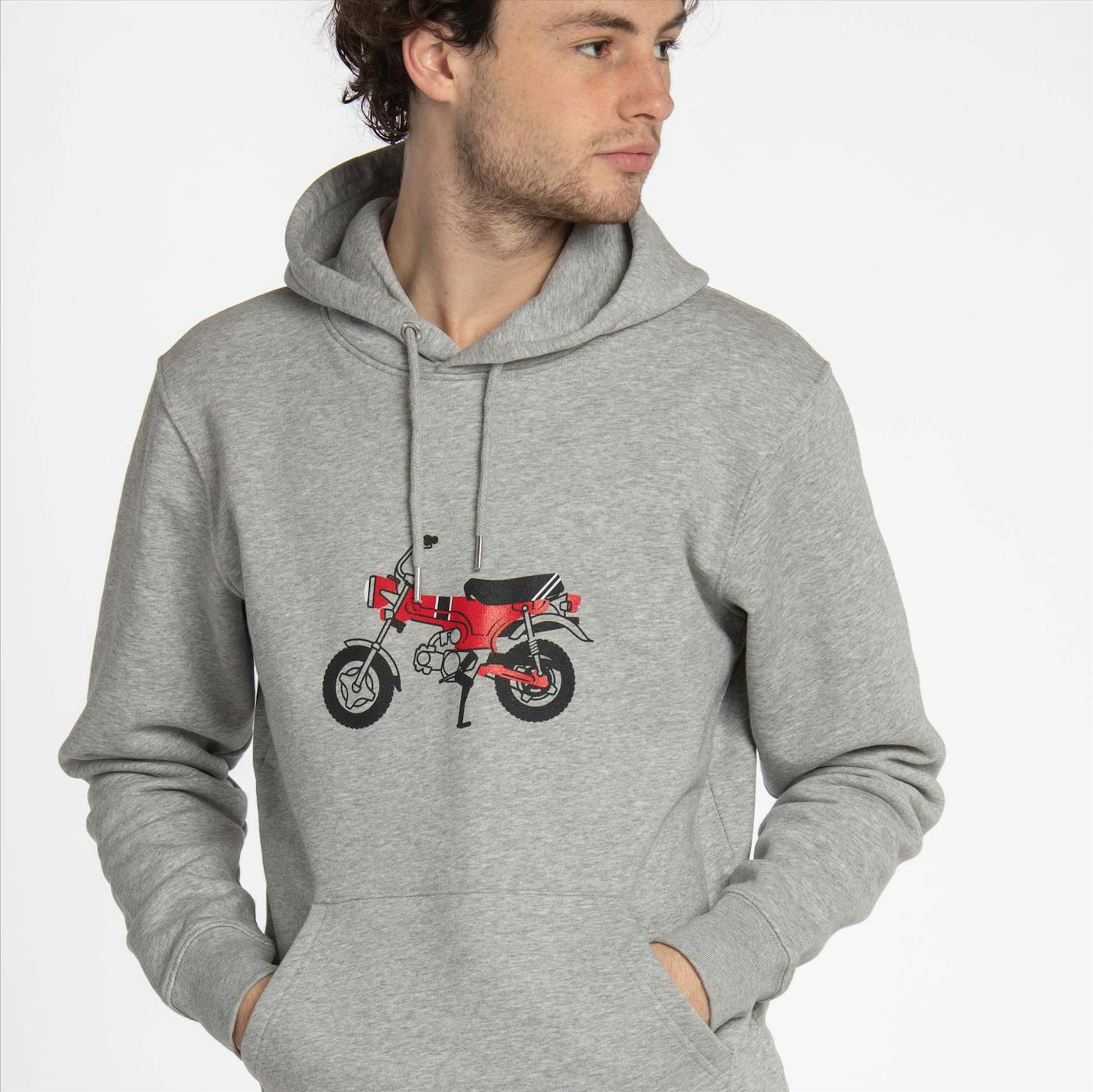 Brooklyn - Lichtgrijze 'Piston Club-Honda Dax' sweater met kap