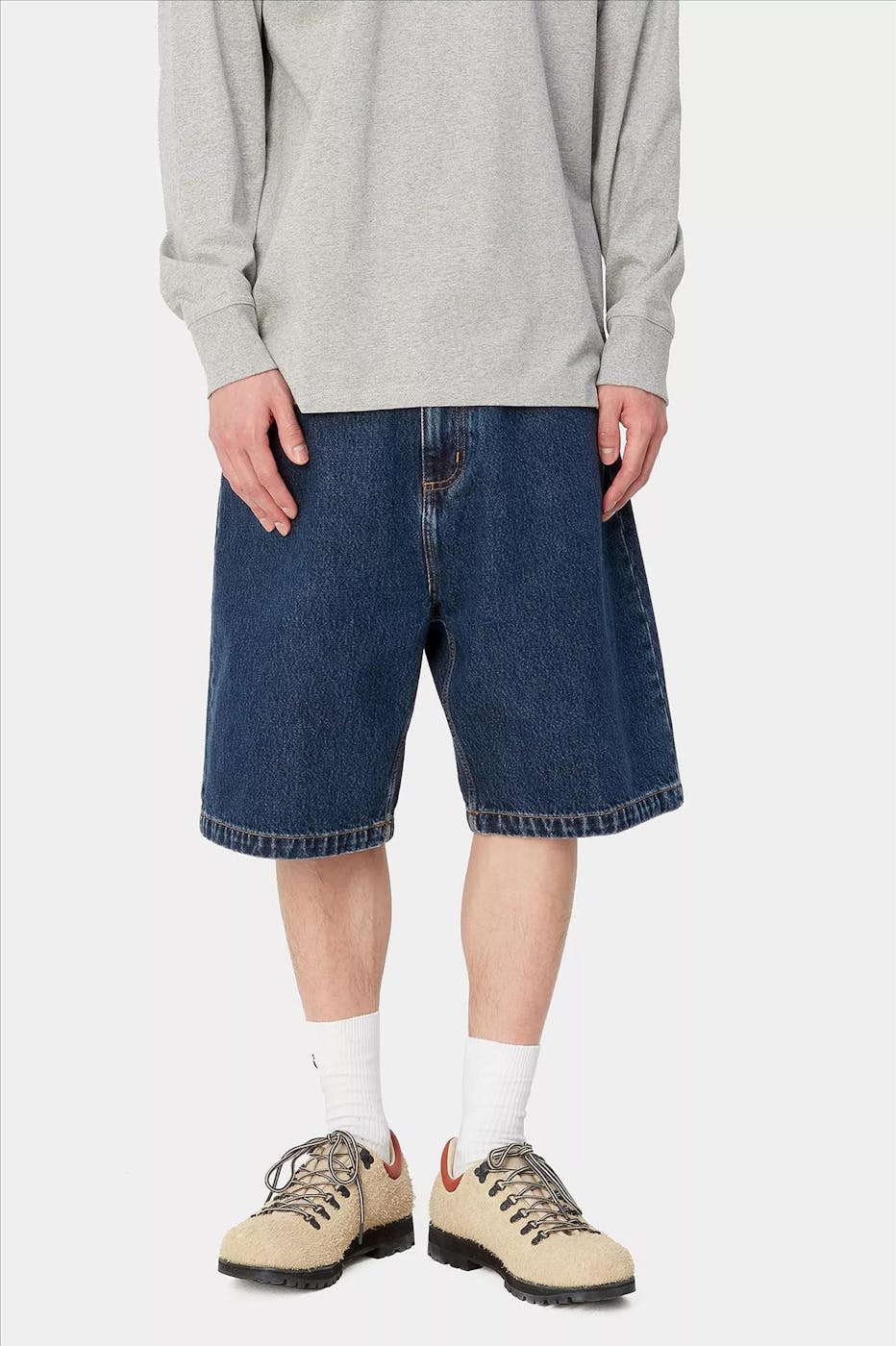 Carhartt WIP - Donkerblauwe Loose Brandon Jeans short/ jort