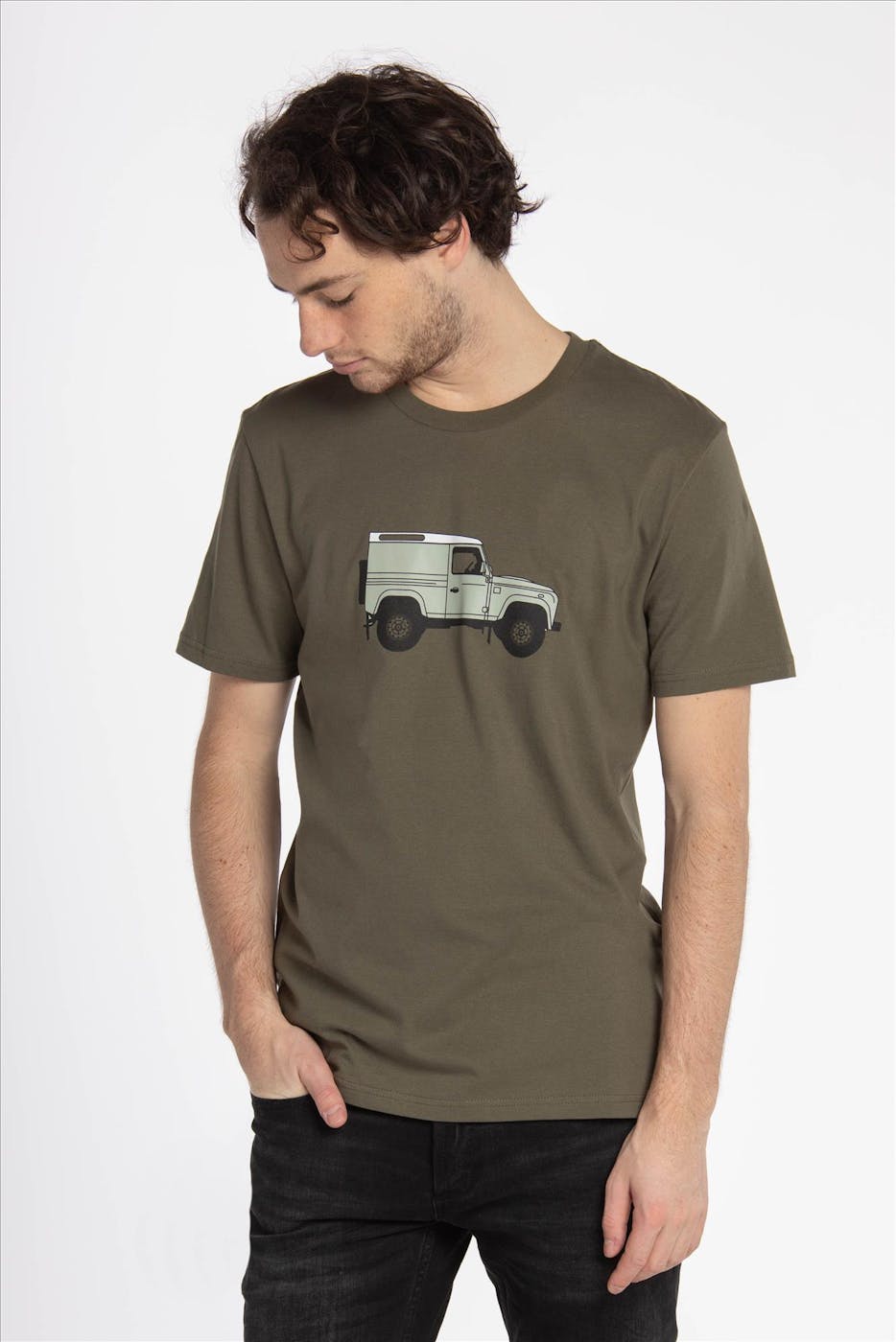 Brooklyn - Olijfgroene 'Piston Club-Land Rover Defender' T-shirt