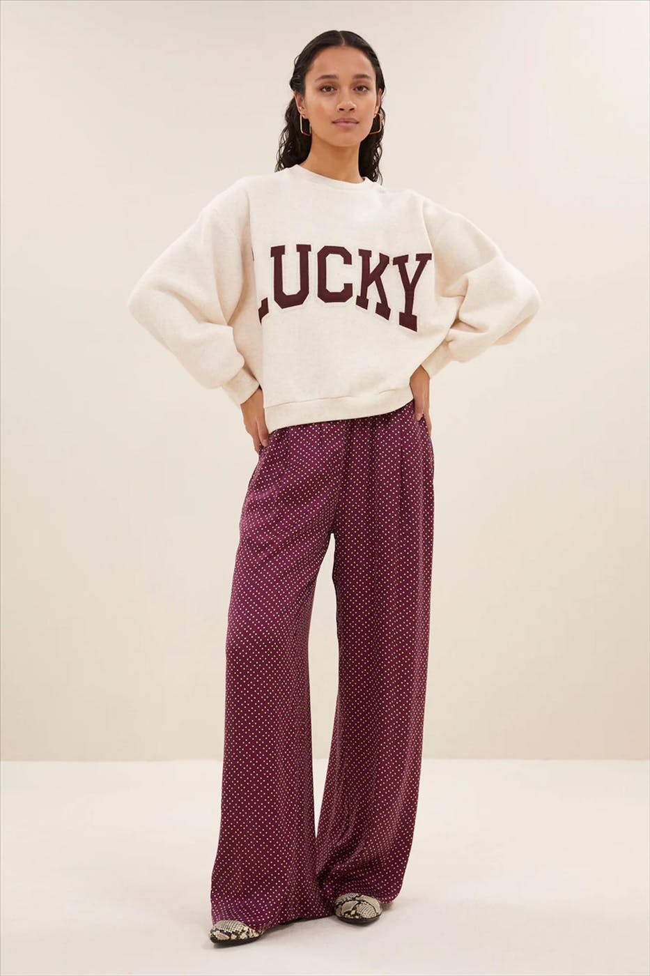 BY BAR - Ecru-Bordeaux Bibi Patchwork sweater