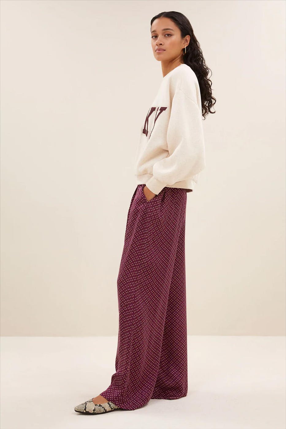 BY BAR - Ecru-Bordeaux Bibi Patchwork sweater