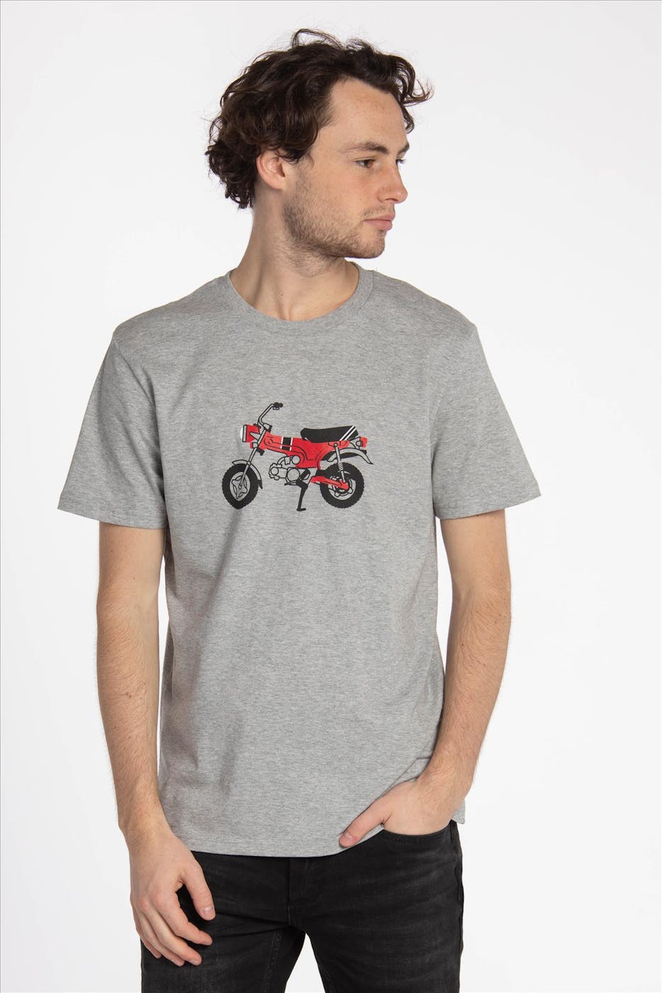 Brooklyn - Lichtgrijze 'Piston Club-Honda Dax' T-shirt