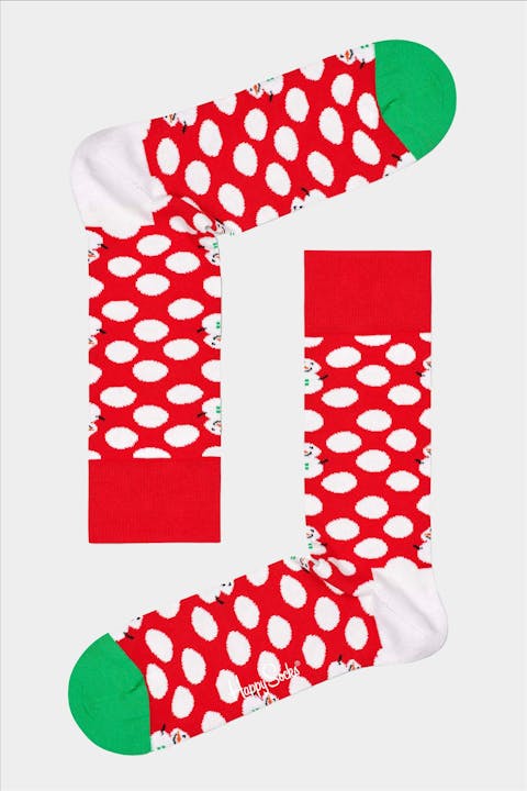 Happy Socks - Rode Big Dot Snowman sokken, maat: 41-46
