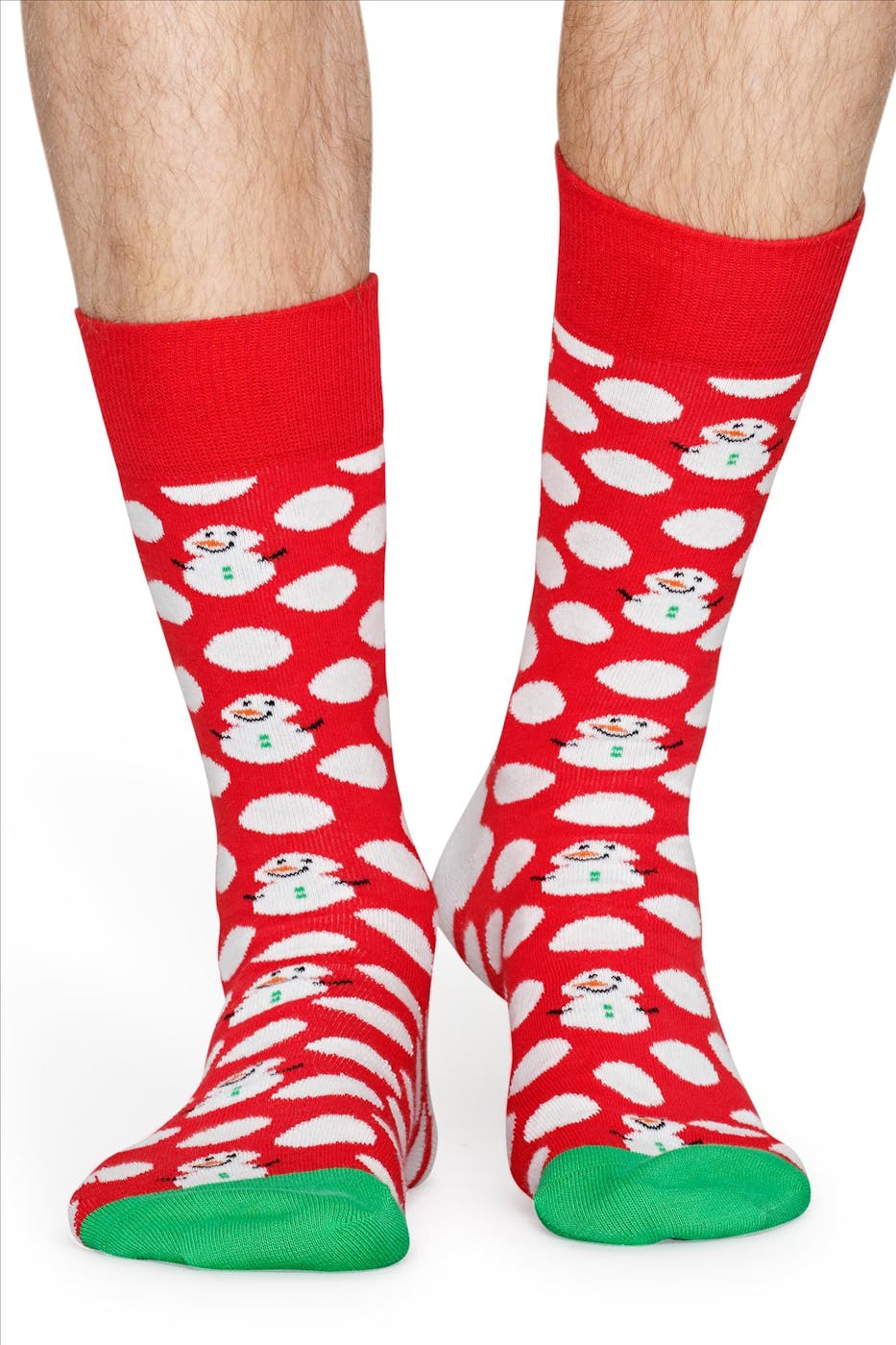 Happy Socks - Rode Big Dot Snowman sokken, maat: 41-46