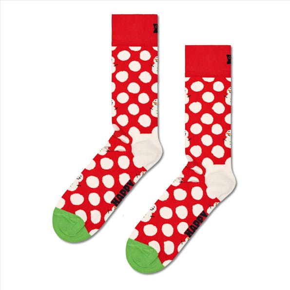 Happy Socks - Rode Big Dot Snowman sokken, maat: 41-46