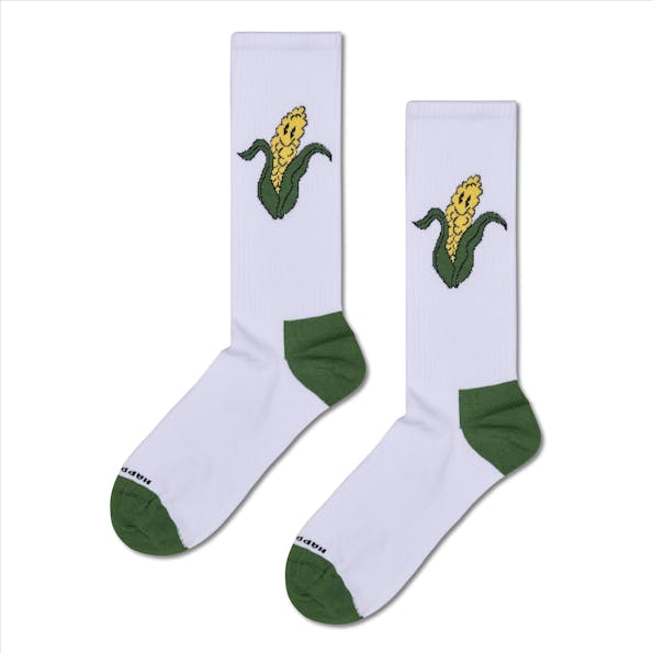 Happy Socks - Witte Corn sportsokken, maat: 41-46