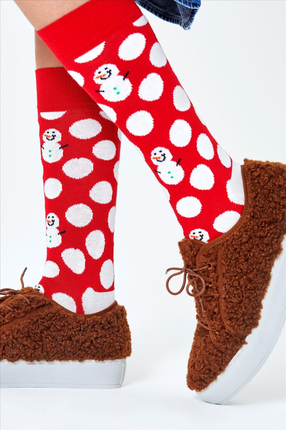 Happy Socks - Rode Big Dot Snowman sokken, maat: 36-40
