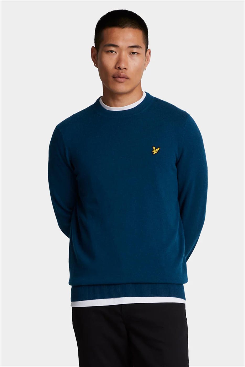 Lyle & Scott - Middenblauwe Lambswool Blend trui