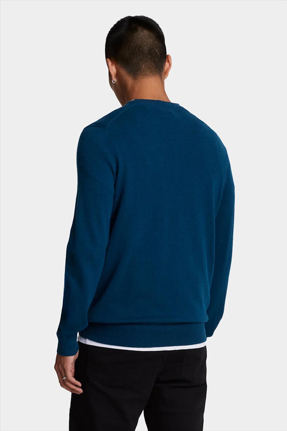 Lyle & Scott - Middenblauwe Lambswool Blend trui