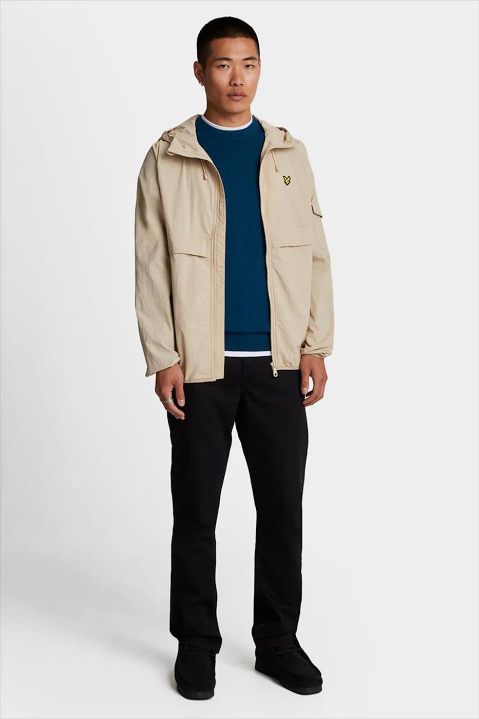 Lyle & Scott - Middenblauwe Lambswool Blend trui