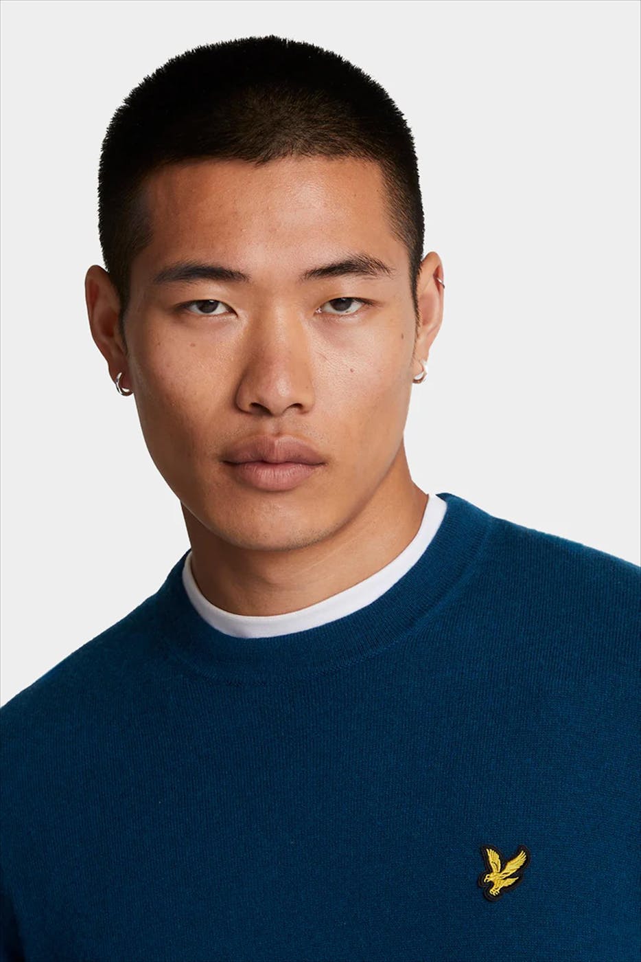 Lyle & Scott - Middenblauwe Lambswool Blend trui