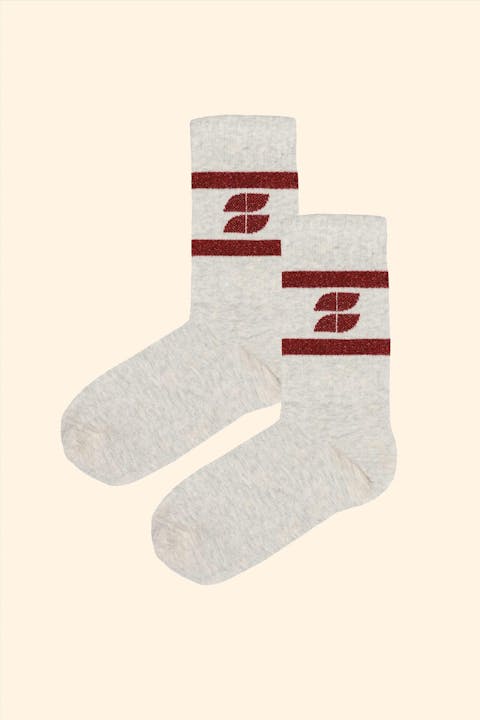BY BAR - Grijs-Rode Logo sokken, maat: 39-41