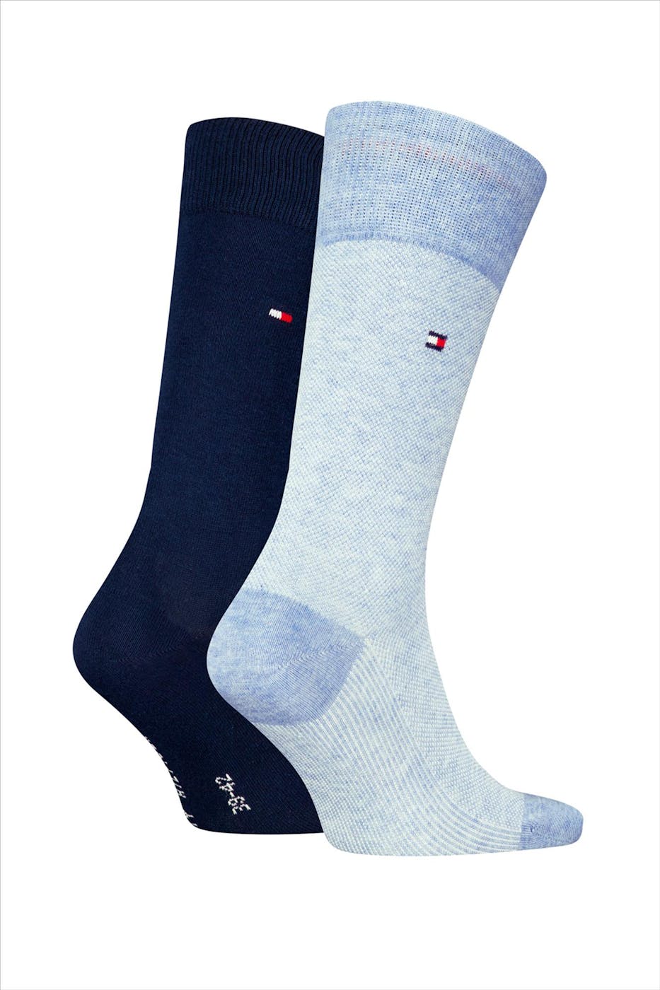 Hilfiger socks - Blauwe 2-pack Melange Logo sokken, maat: 43-46