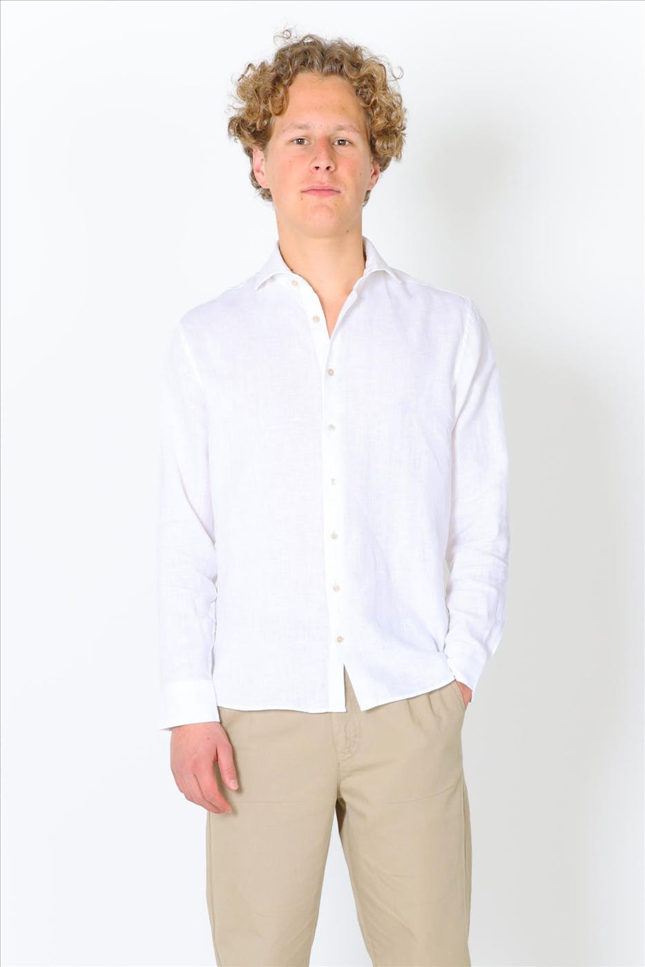 Fakts - Wit Luca linnen slim hemd