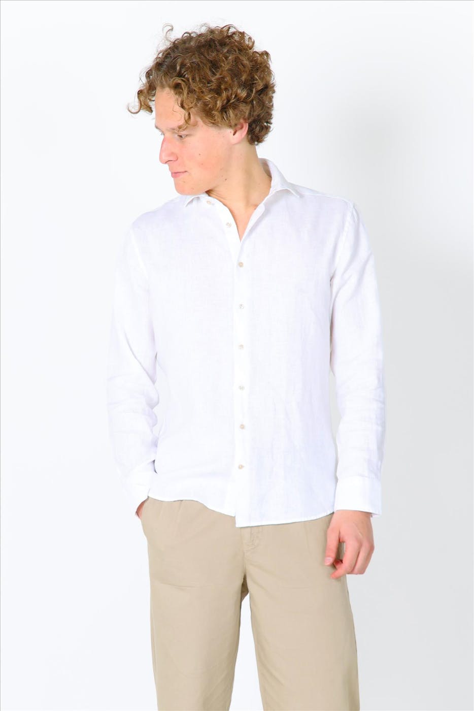 Fakts - Wit Luca linnen slim hemd
