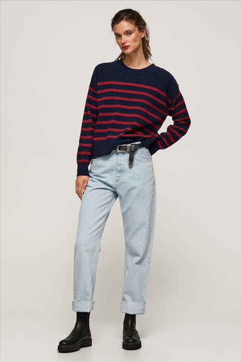 Pepe Jeans London - Blauw-rode Breton trui