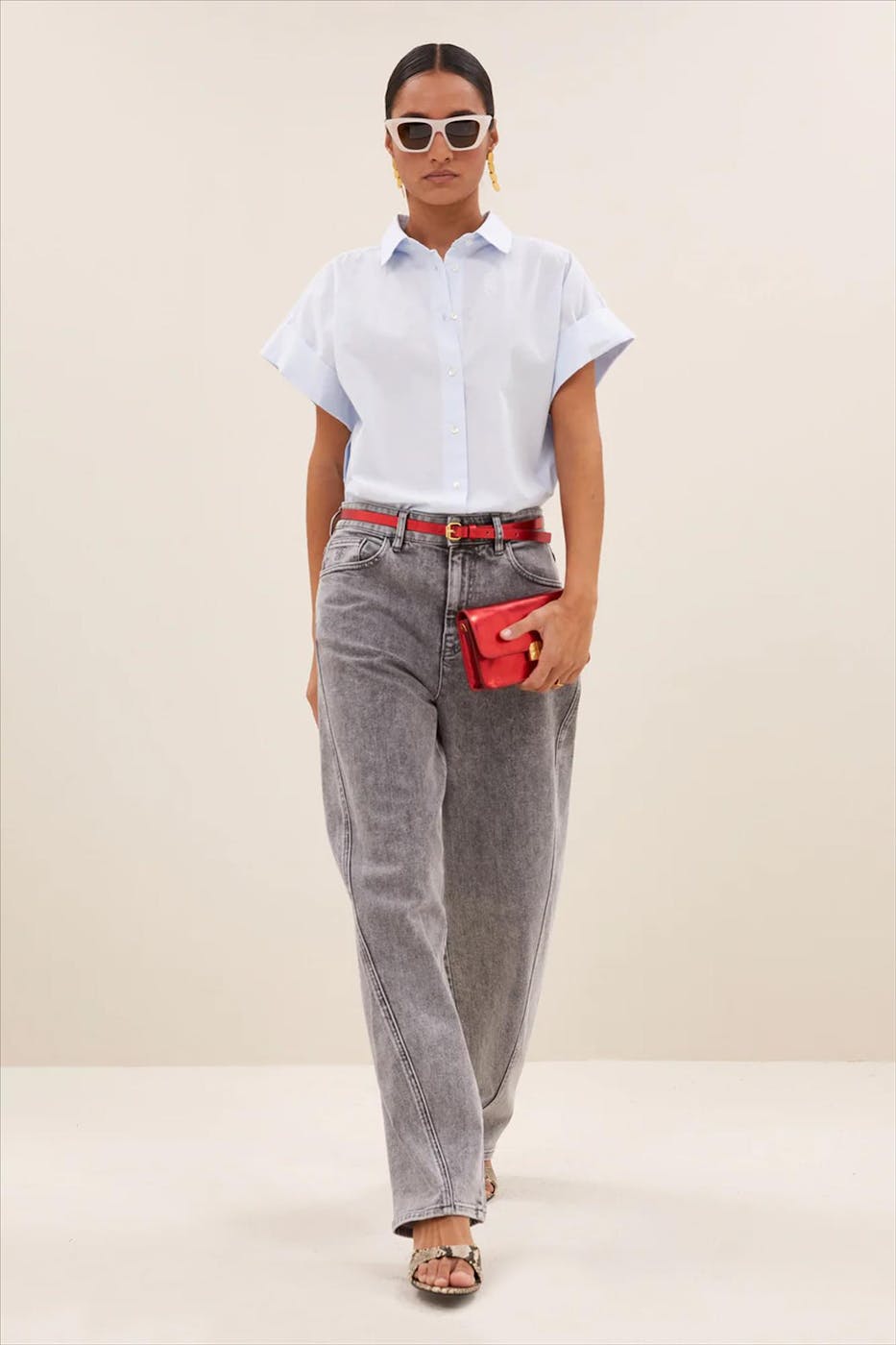 BY BAR - Grijze Begum balloon jeans