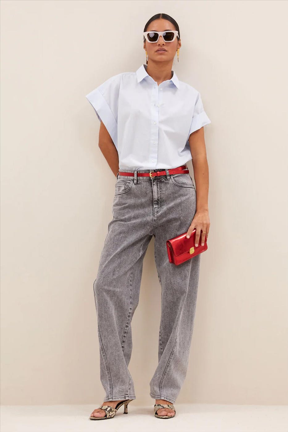 BY BAR - Grijze Begum balloon jeans