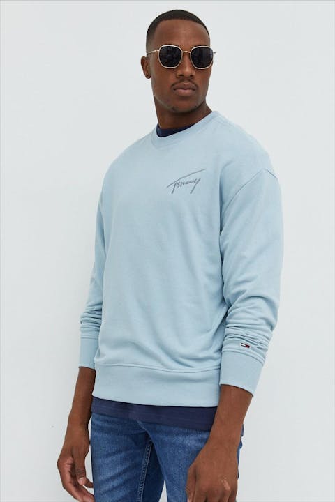 Tommy Jeans - Lichtblauwe Tommy Signature Crew Sweater