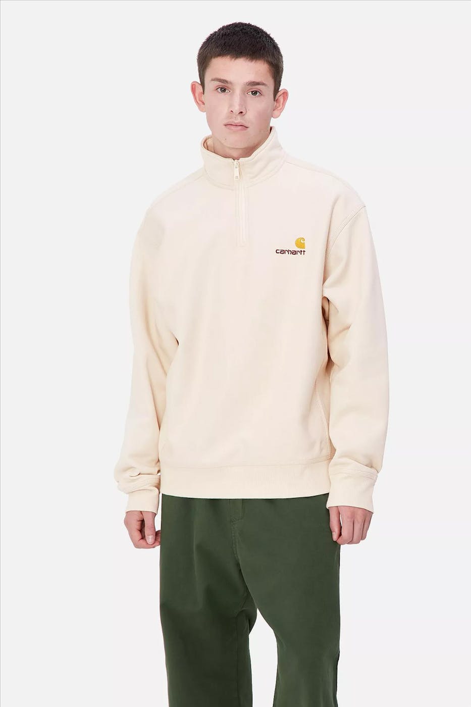 Carhartt WIP - Ecru Half Zip American Script sweater